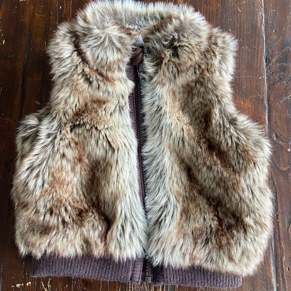 Starting Out Brown Fur Vest Plush Sleeveless